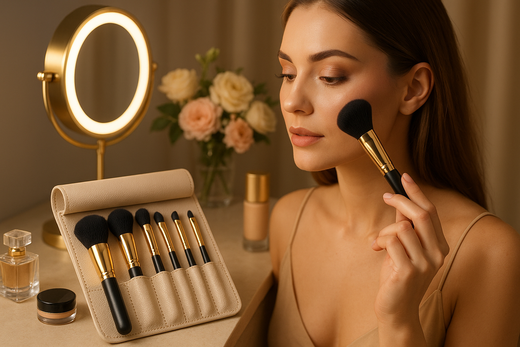Women's Professional Makeup Brush Set - In Use