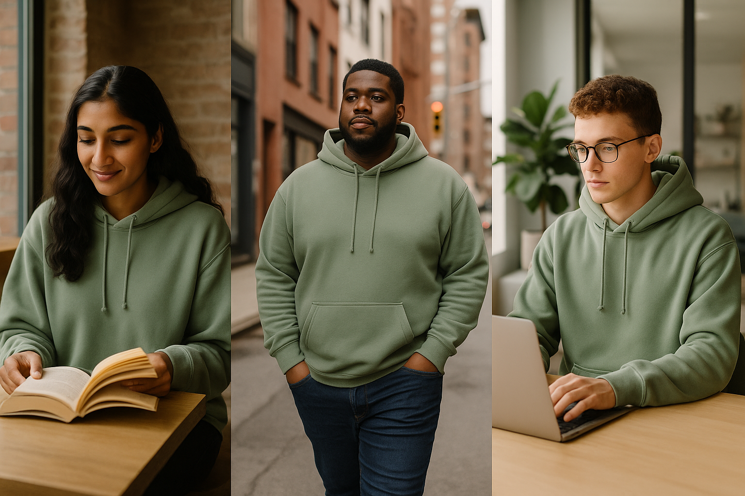 All-Gender Essential Comfort Hoodie - Lifestyle Photography