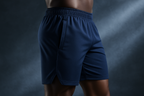 All-Gender Performance Athletic Shorts - Navy Blue Side View