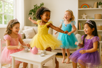 Girls Playing Princess Dress-Up