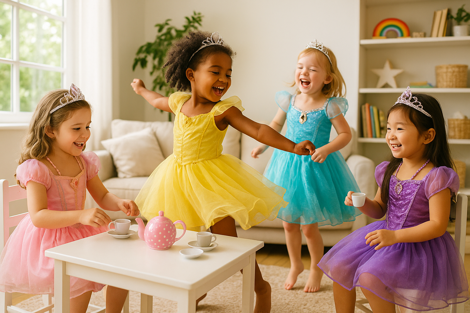 Girls Playing Princess Dress-Up