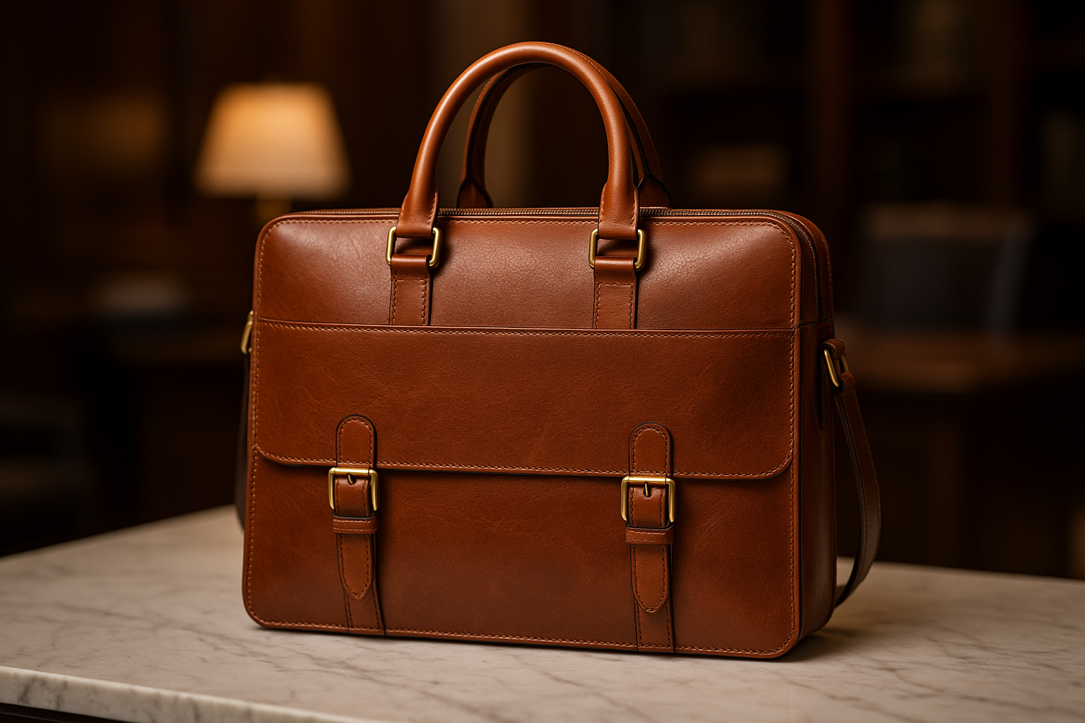 Men's Premium Leather Briefcase - Product Display