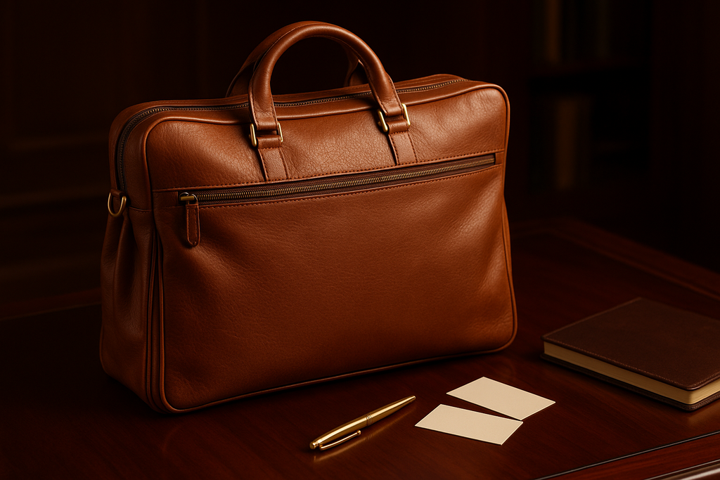 Rich Cognac Brown Soft Portfolio - Flexible Expandable Design