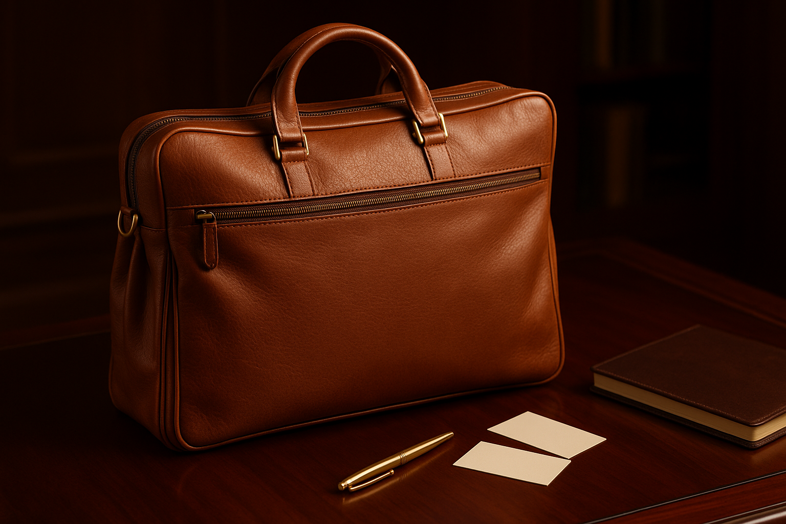 Rich Cognac Brown Soft Portfolio - Flexible Expandable Design