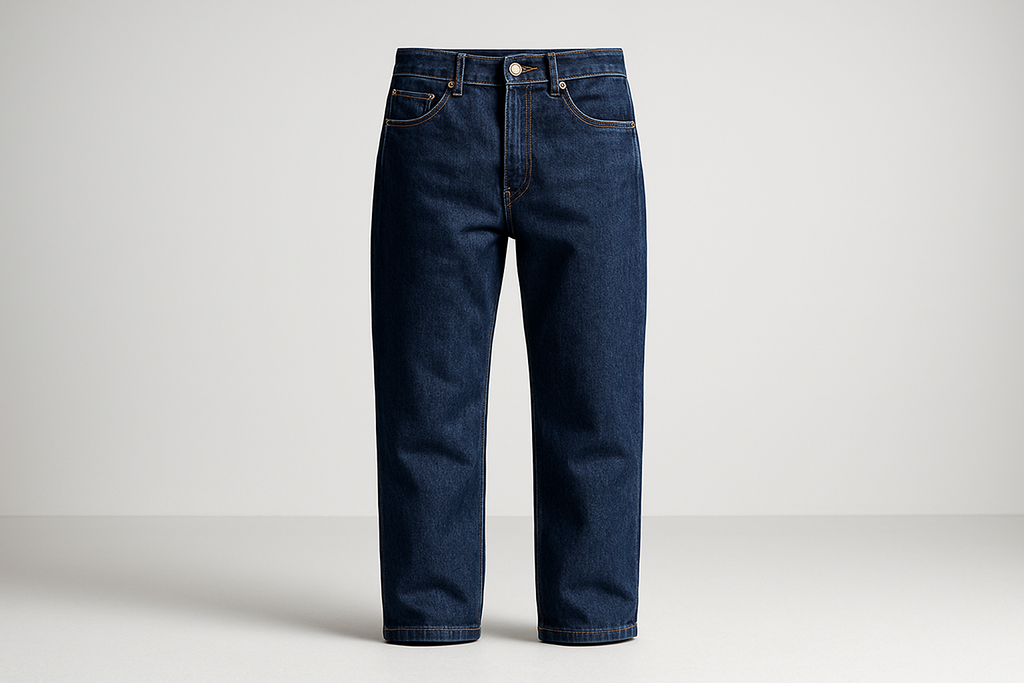 All-Gender Classic Denim Jeans - Dark Blue Front View