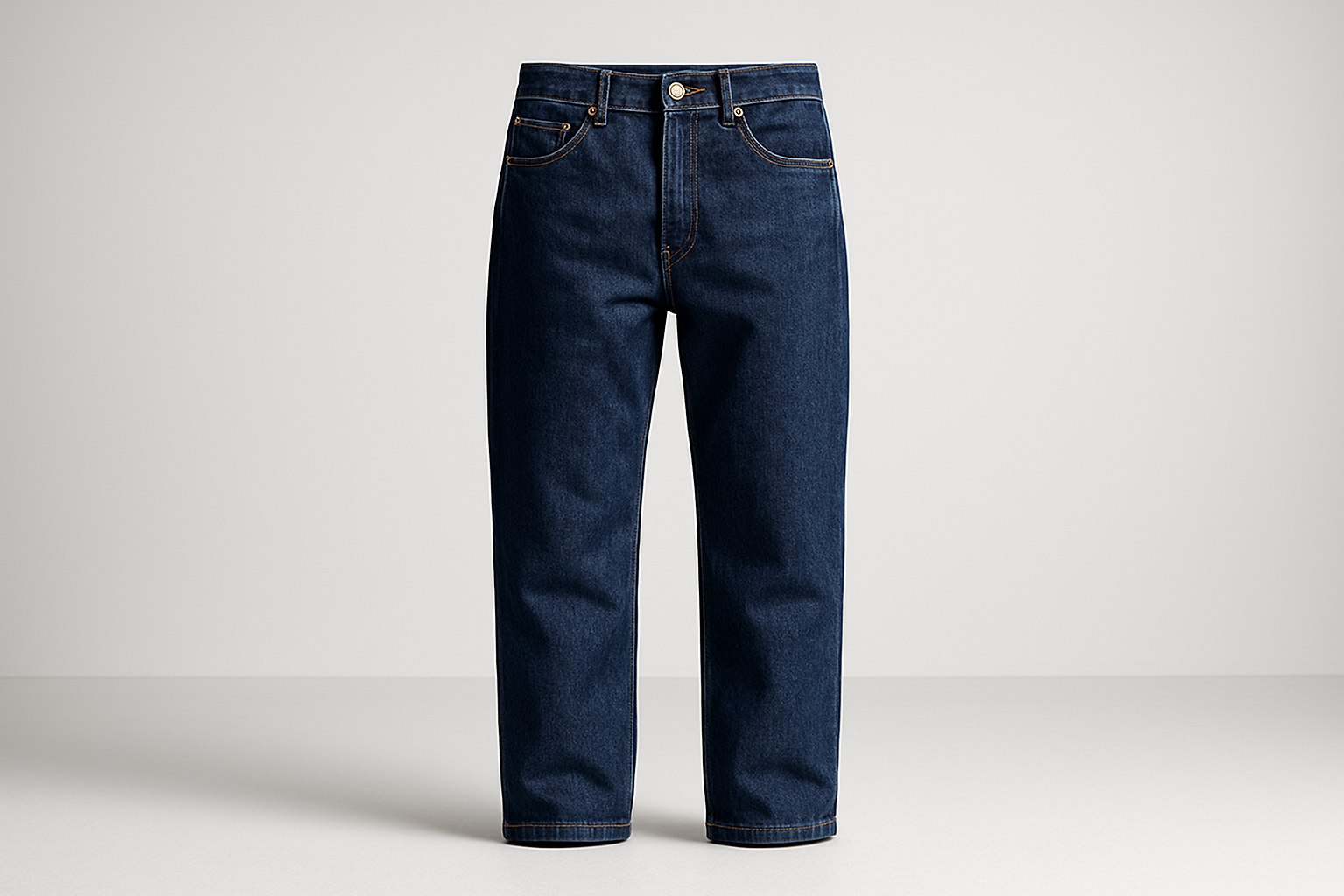 All-Gender Classic Denim Jeans - Dark Blue Front View