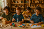 Boys Creating Art & Craft Projects - Workshop Lifestyle