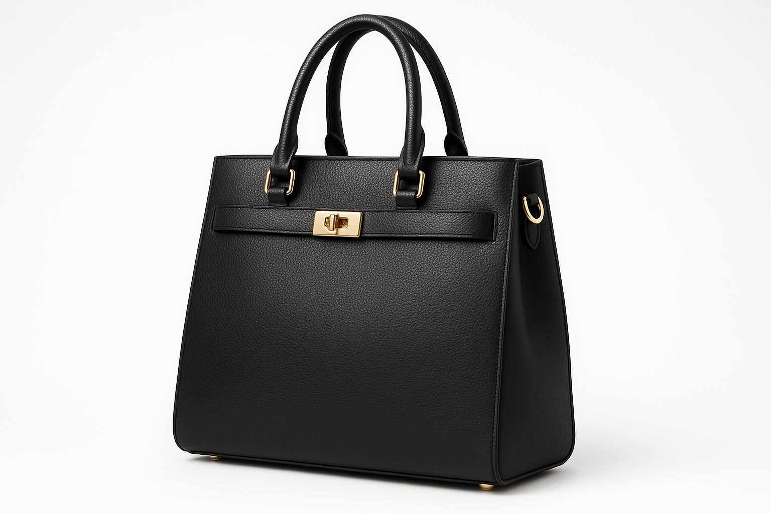 Classic Black Medium Tote - Executive Leather Handbag