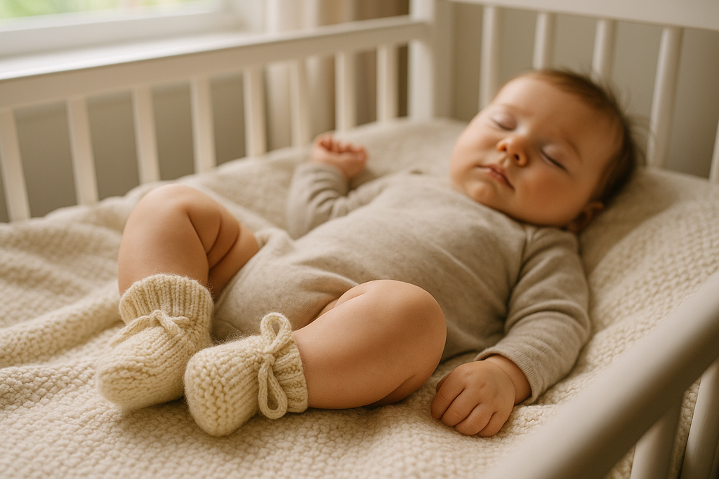 Baby Sleeping Peacefully with Soft Booties