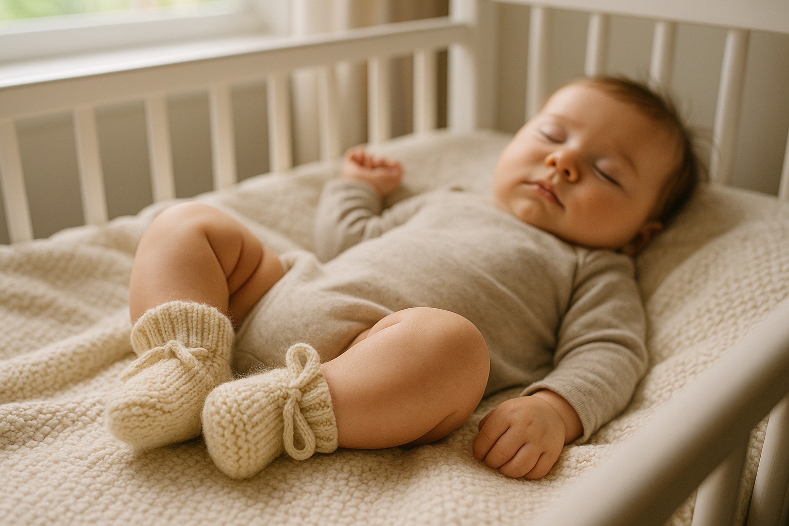 Baby Sleeping Peacefully with Soft Booties