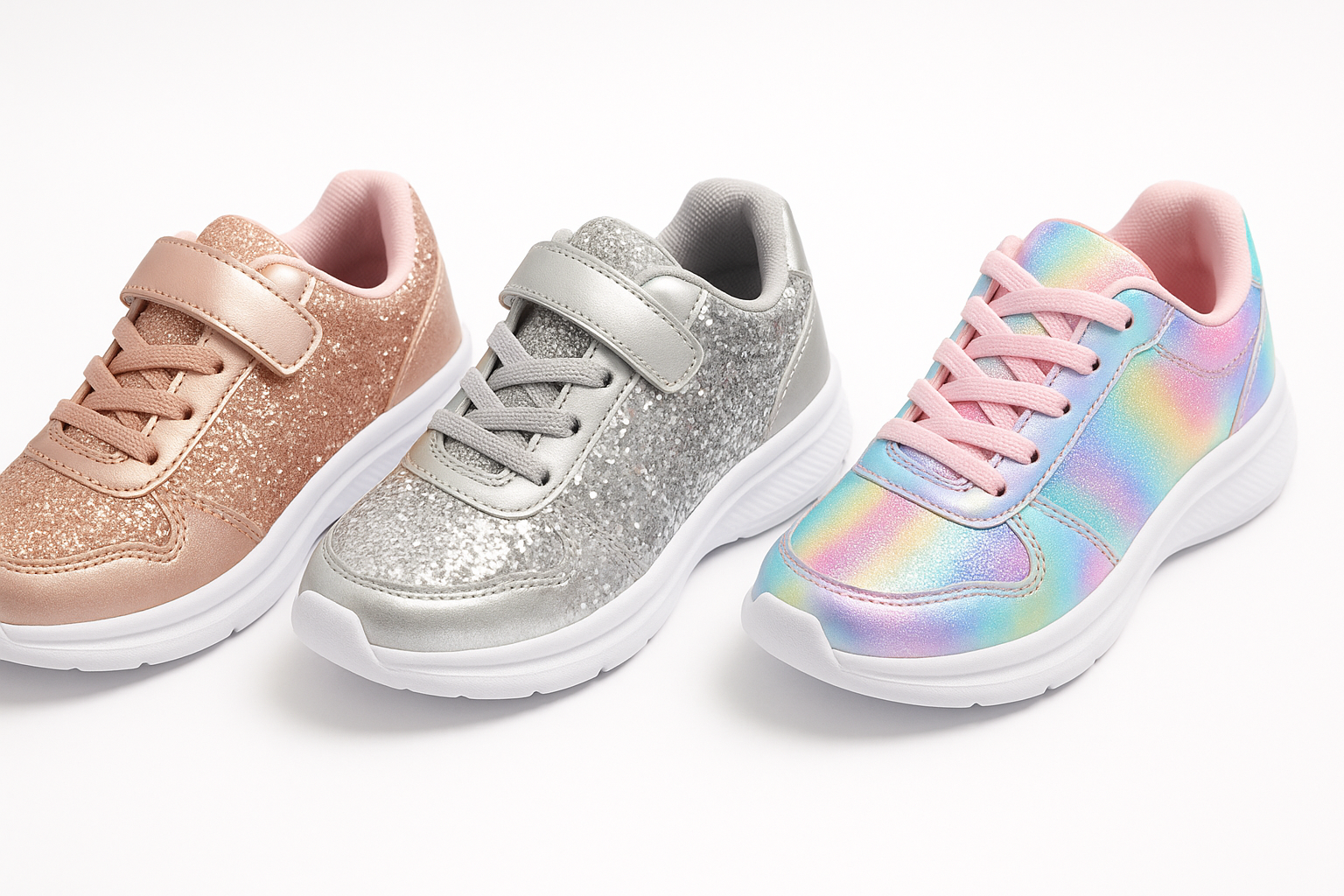 Girls' Sparkly Sneakers Collection - Product Display
