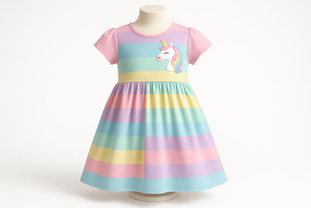 Girls' Rainbow Unicorn Dress - Product Shot