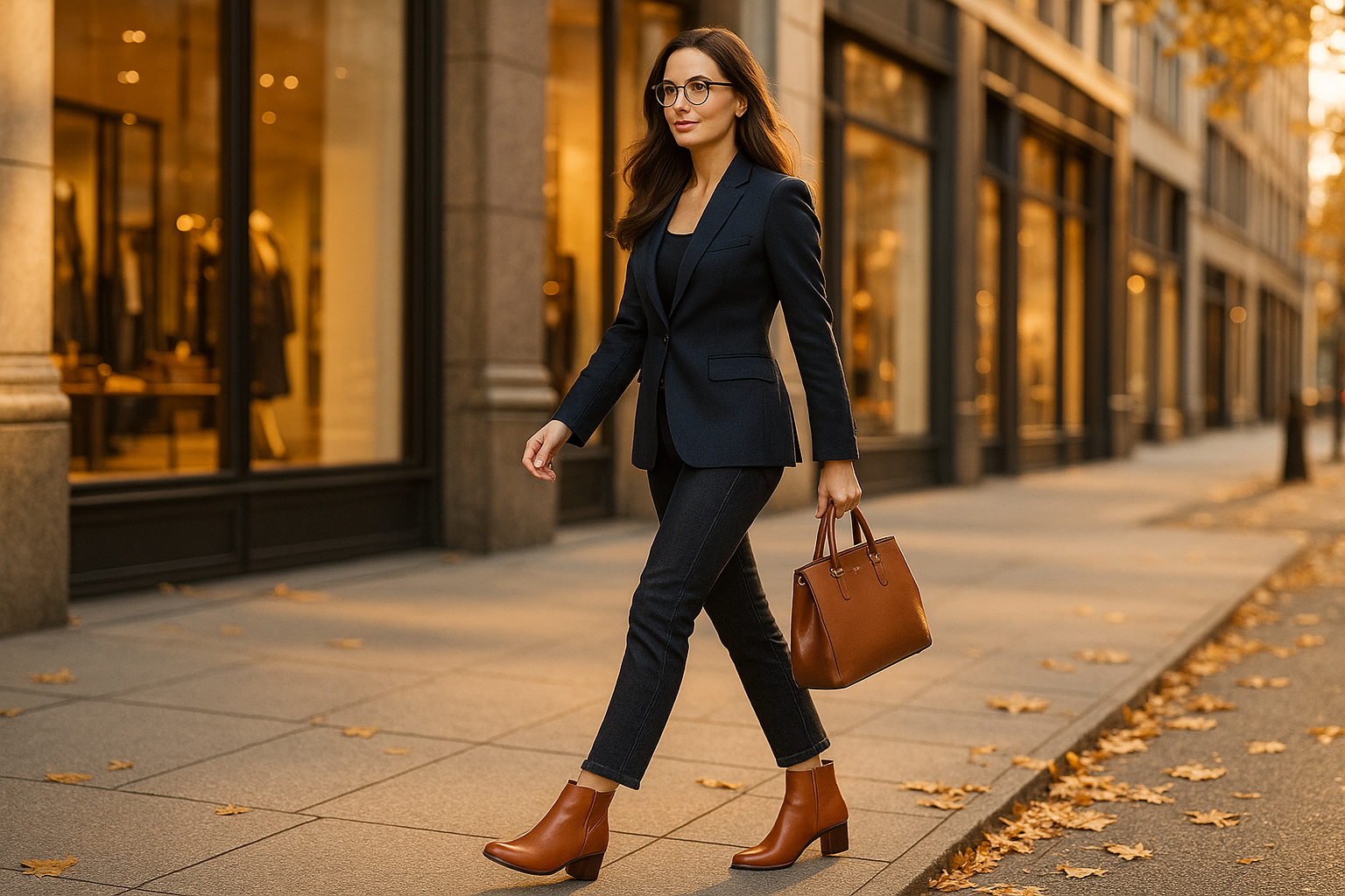 Women's Cognac Ankle Boots - Street Style