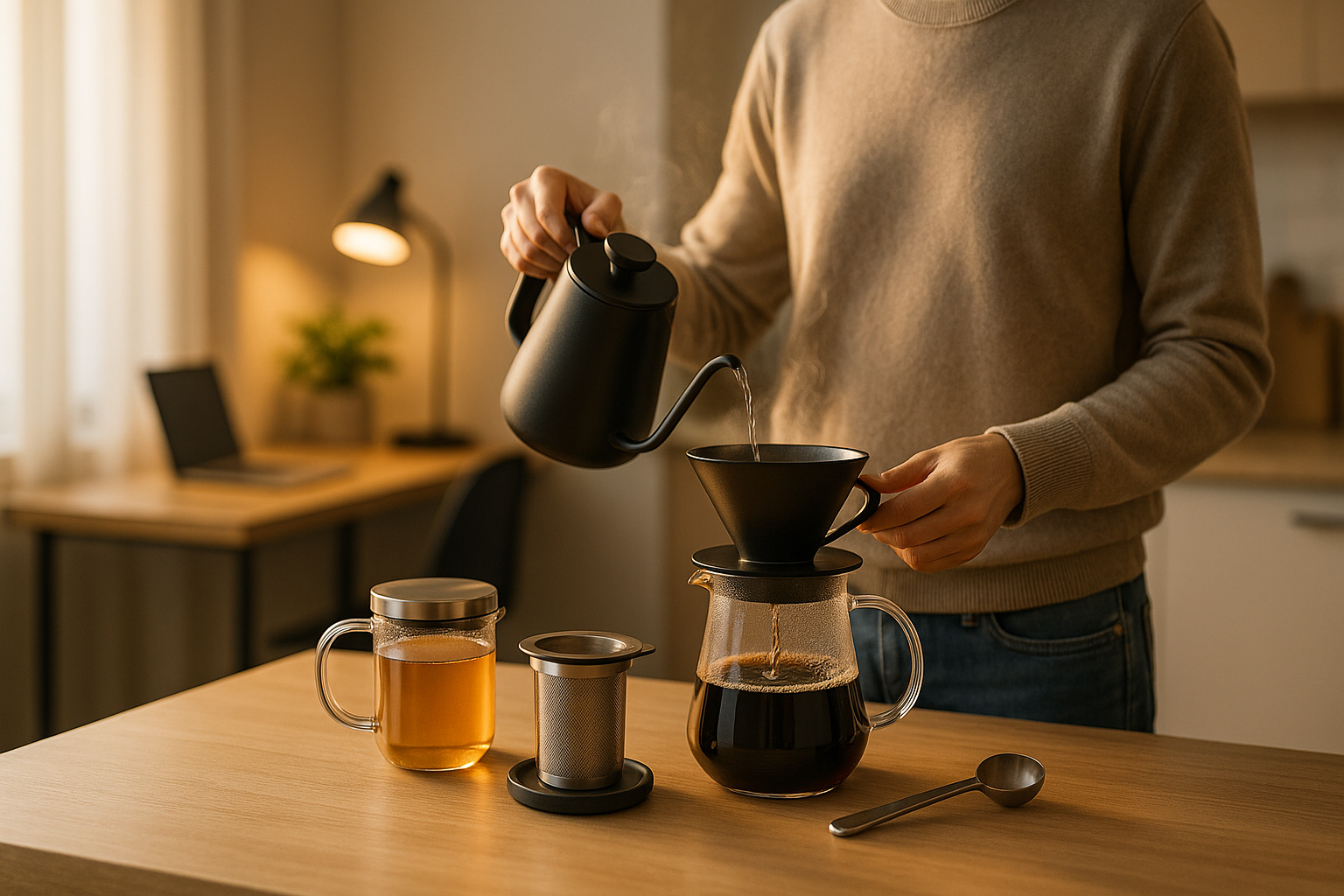 All-Gender Premium Coffee & Tea Brewing Set - Lifestyle Usage