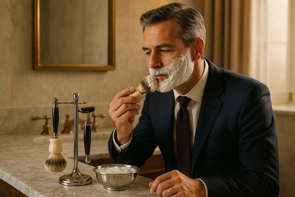 Men's Luxury Traditional Shaving Set - Lifestyle Usage