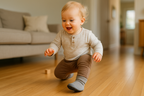 Toddler Playing Safely Indoors with Anti-Slip Shoes