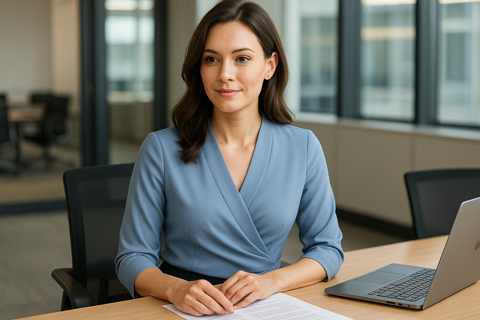 Women's Blue Professional Blouse - Conference Room