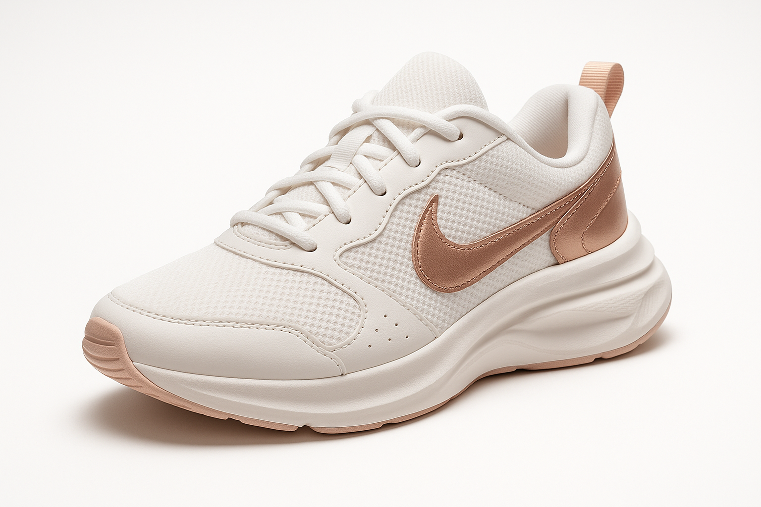 White & Rose Gold Athletic Sneakers