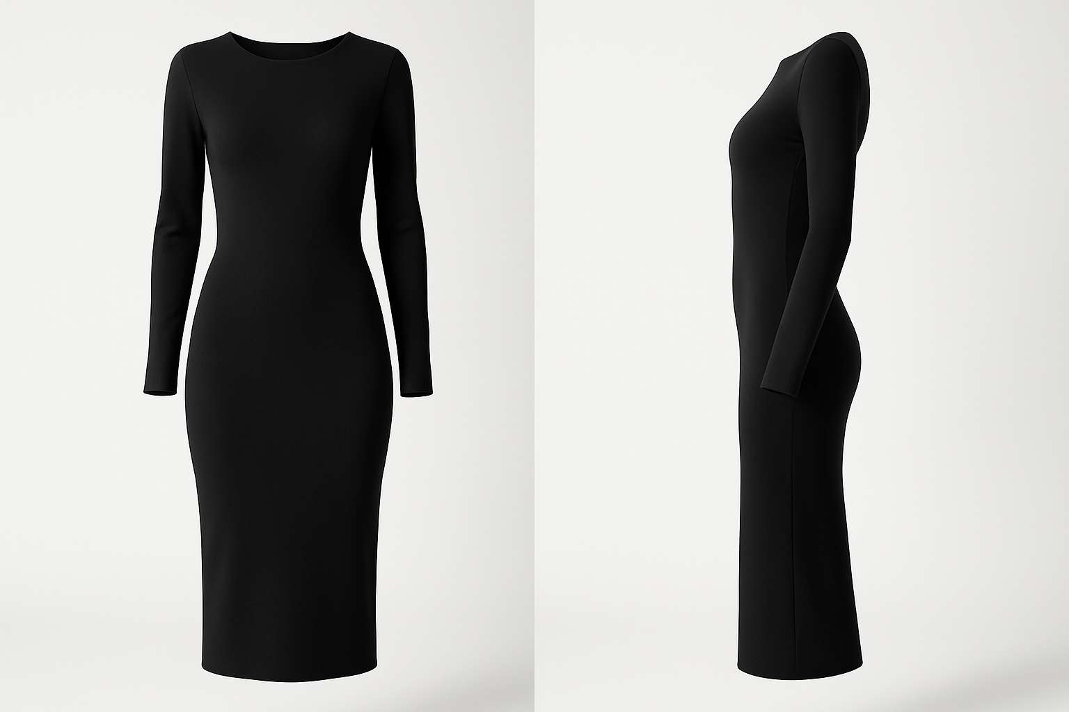 Women's Professional Black Midi Dress - Front View