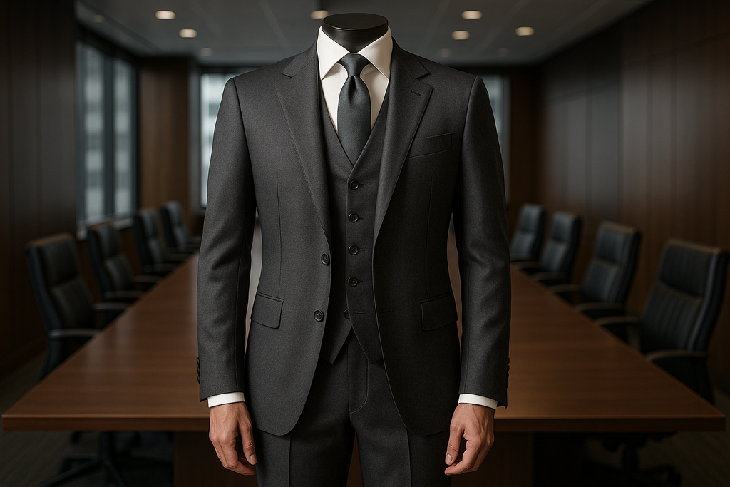 Charcoal Gray Regular Fit Executive Suit - Corporate Elegance
