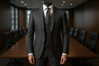 Charcoal Gray Regular Fit Executive Suit - Corporate Elegance