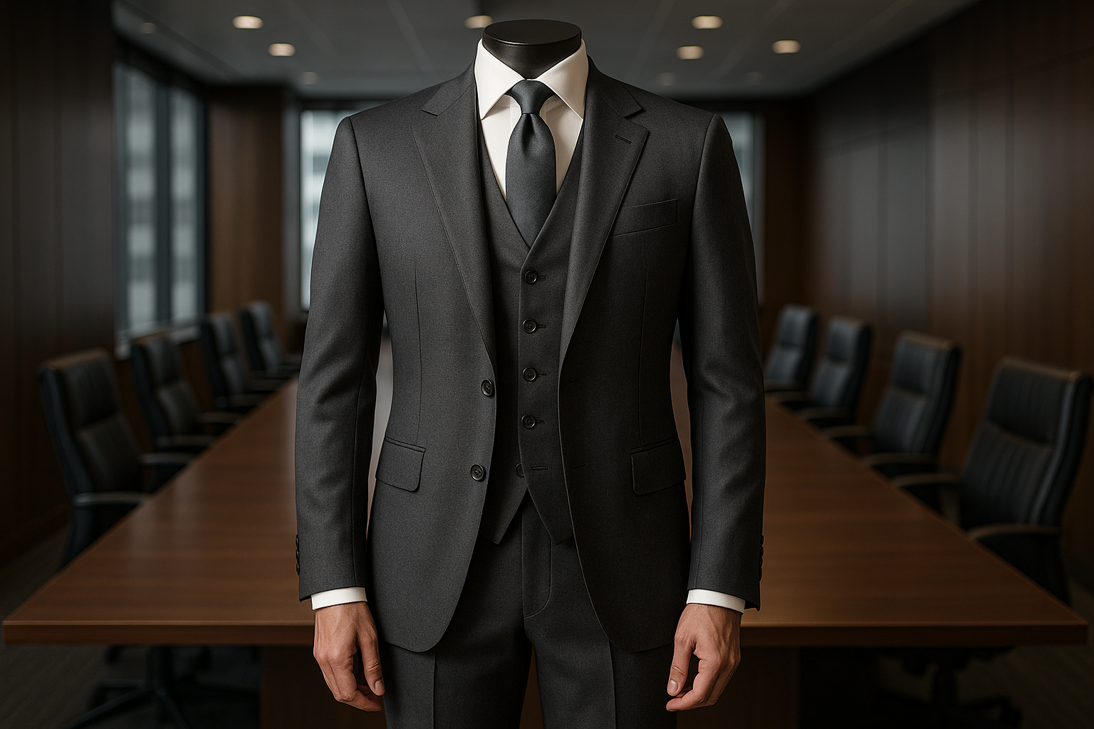 Charcoal Gray Regular Fit Executive Suit - Corporate Elegance
