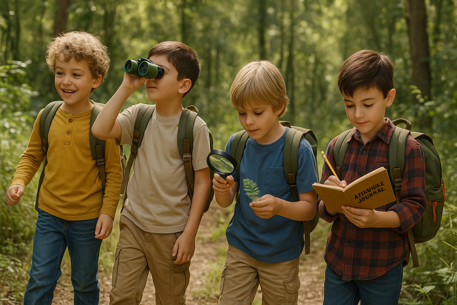 Boys Using Explorer Gear Outdoors