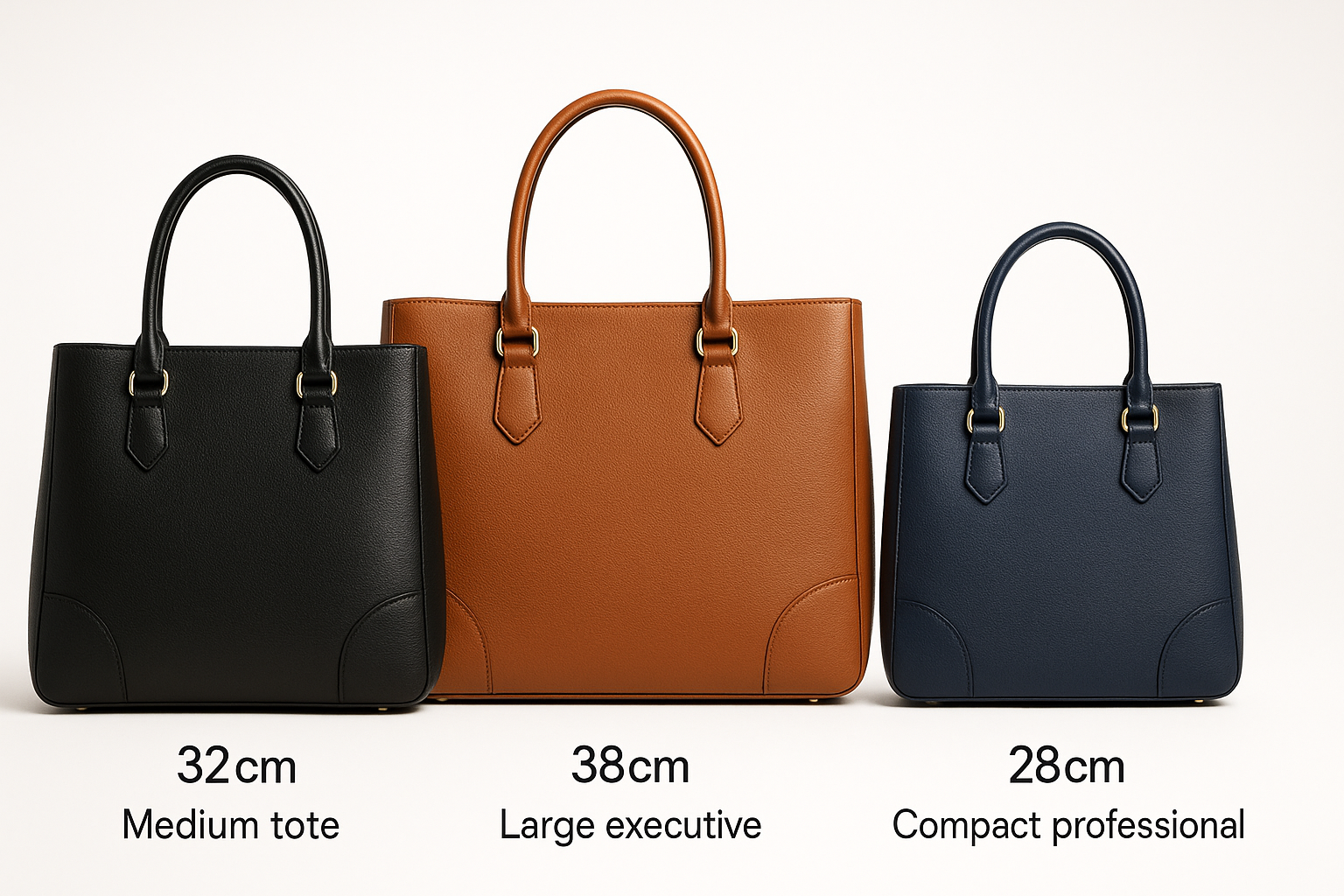 Size Range Comparison - Three Handbag Sizes Available