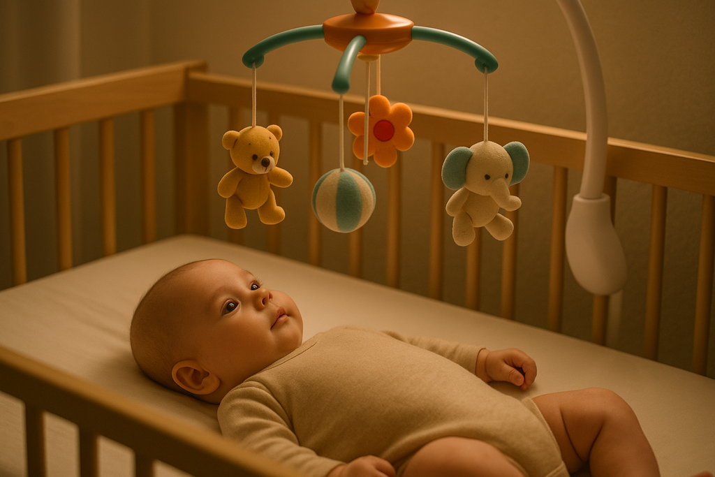 Baby Looking at Musical Mobile - Lifestyle Photo