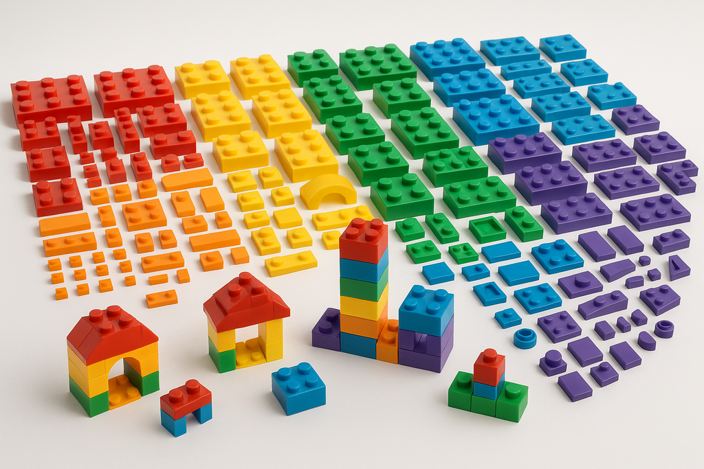 Rainbow Building Blocks Mega Set Display