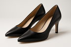Women's Professional Black Leather Pumps - Classic Style