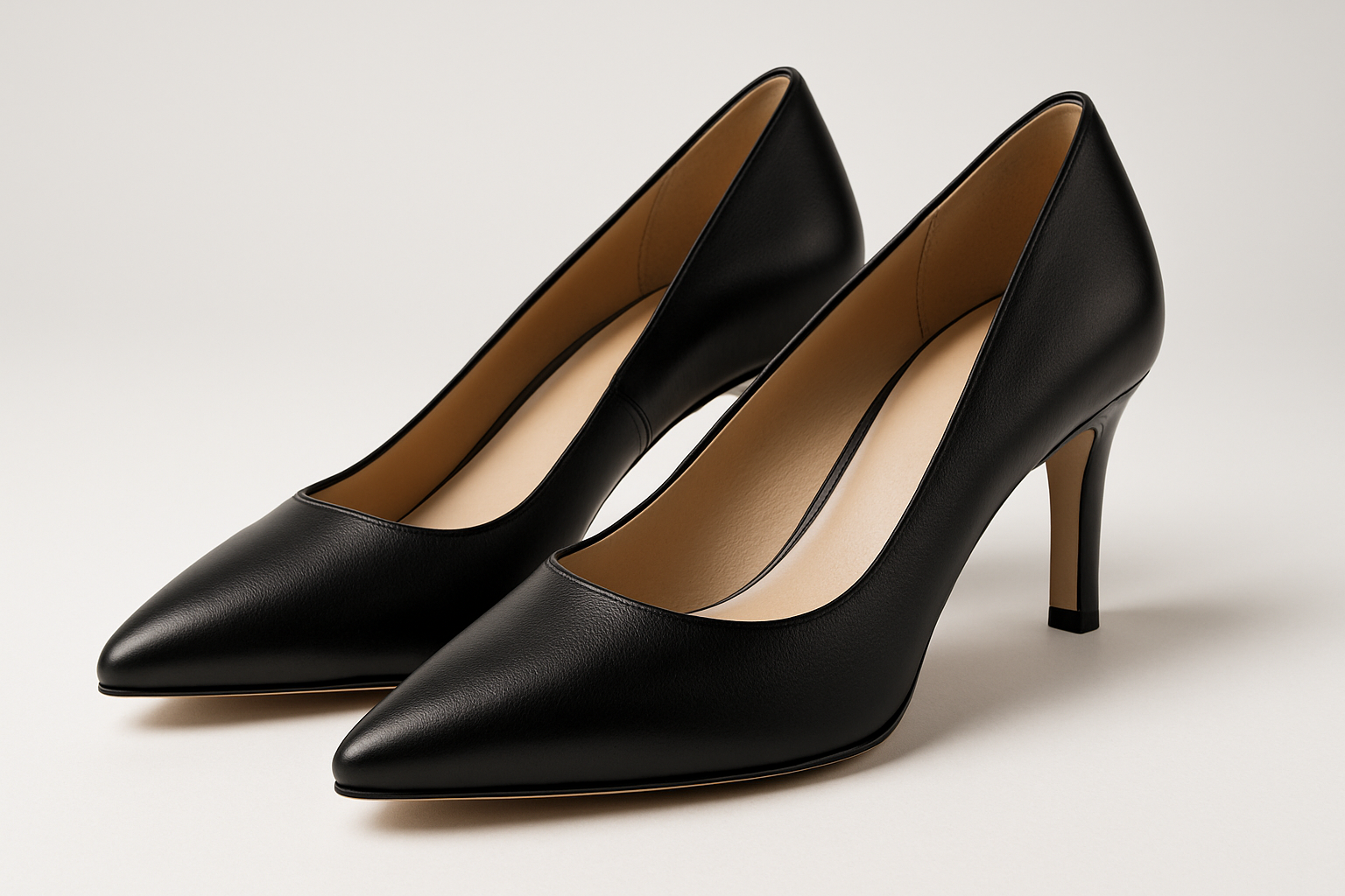Women's Professional Black Leather Pumps - Classic Style