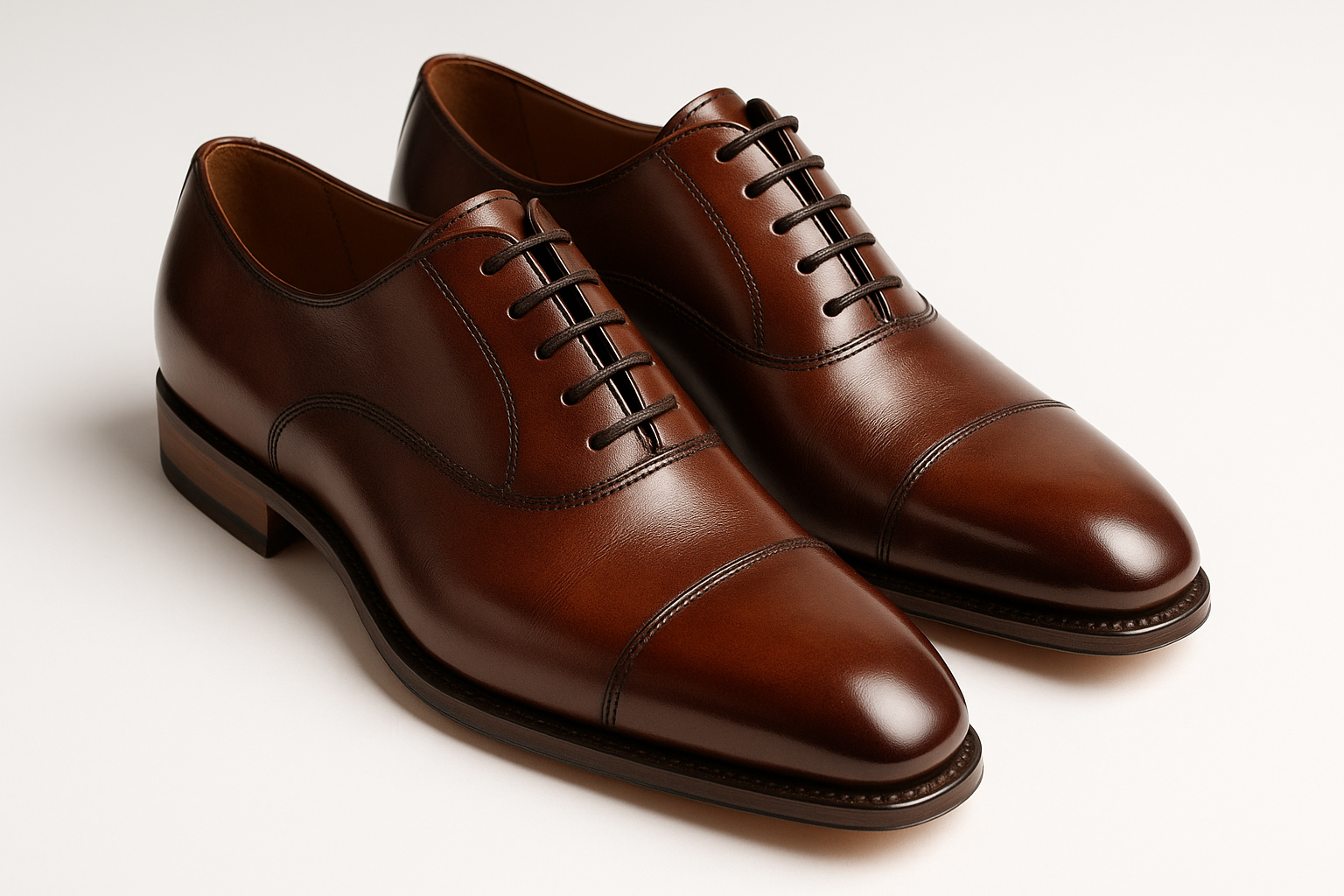 Oxford Cap-Toe Brown Leather - Premium Business Style