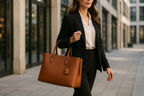 Women's Premium Leather Handbag - Lifestyle Shot