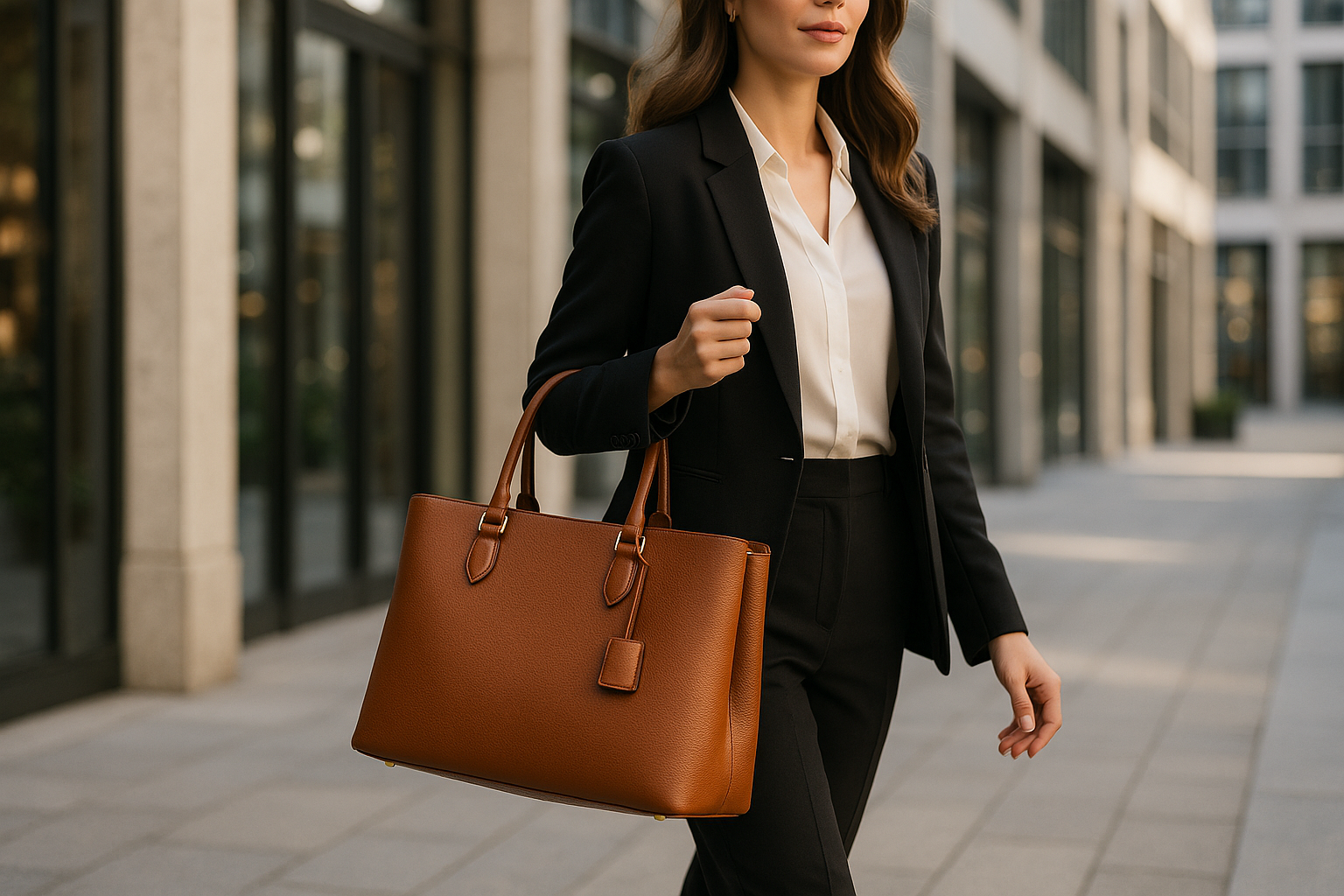 Women's Premium Leather Handbag - Lifestyle Shot