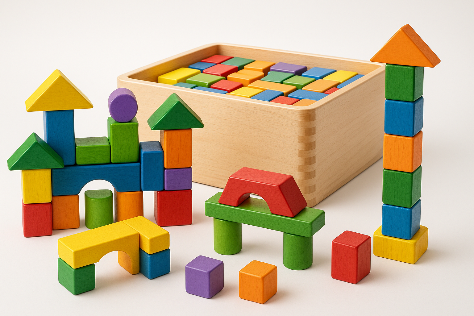 Premium Wooden Educational Building Blocks Set - Product Display