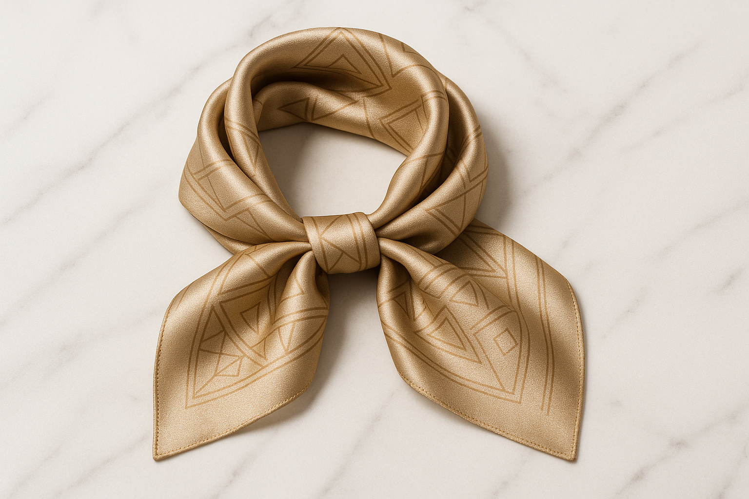 Small Champagne Gold Geometric Scarf - 70cm x 70cm