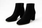 Women's Black Suede Ankle Boots - Front View