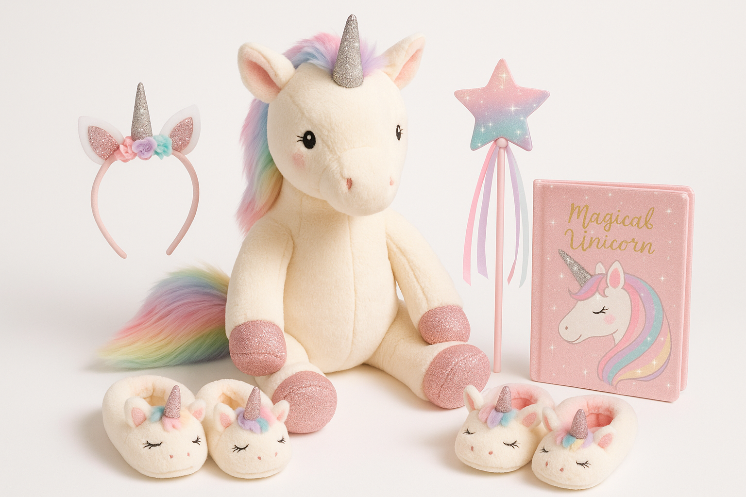 Girls' Magical Unicorn Plush & Accessories Set Display