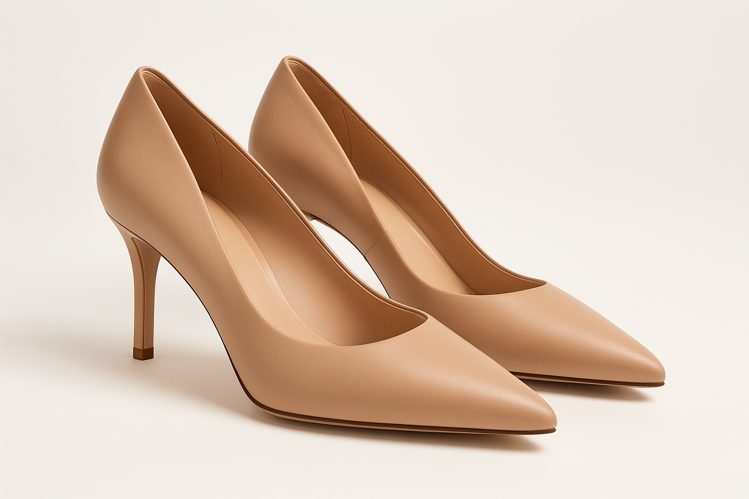 Women's Professional Nude Leather Pumps - Versatile Style