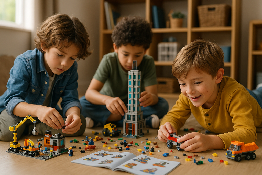 Boys Building with Construction Blocks