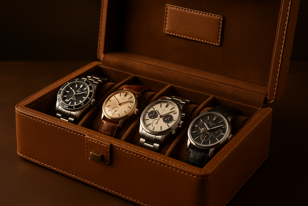 Dark Tan Leather Watch Box - Luxury Storage