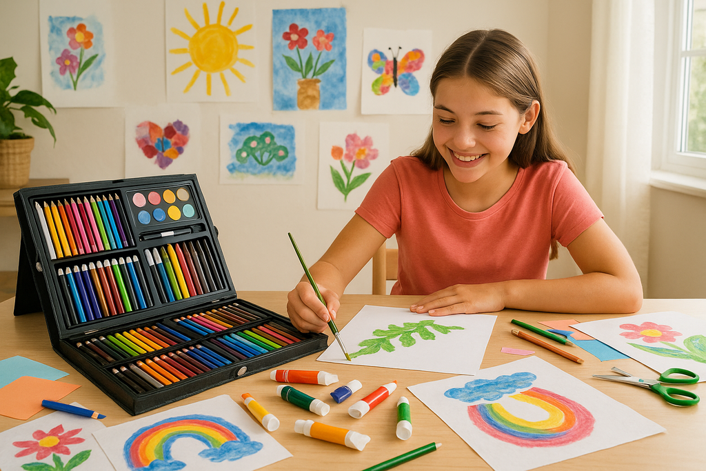 Girls' Deluxe Art & Craft Set - In Use