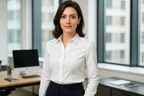 Women's White Professional Blouse - Office Setting