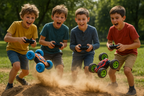 Boys Playing with RC Stunt Cars Outdoors