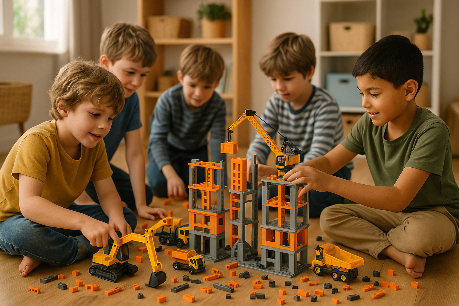 Boys Building with Construction Set - Lifestyle