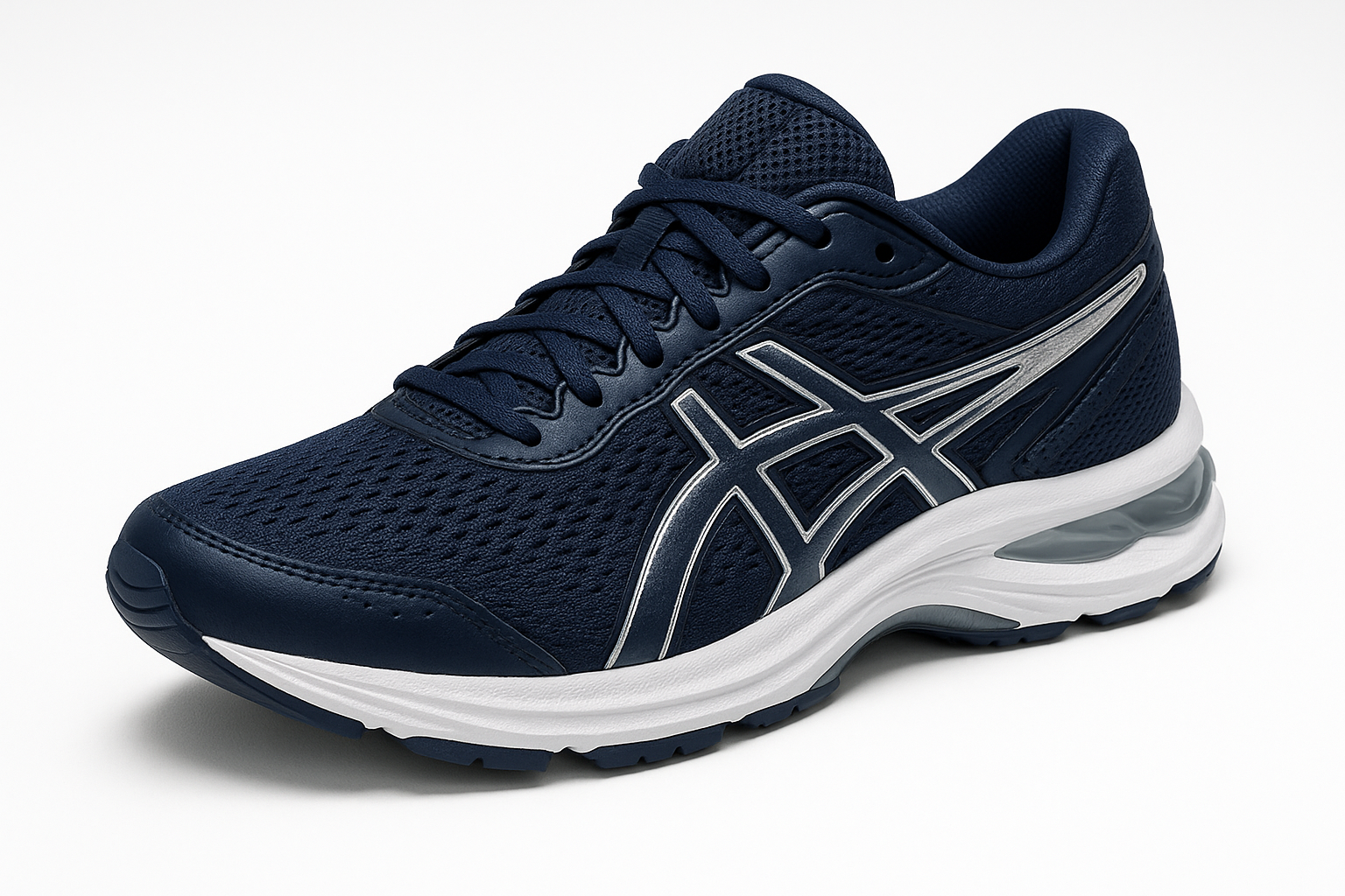 Navy Blue & Silver Athletic Sneakers
