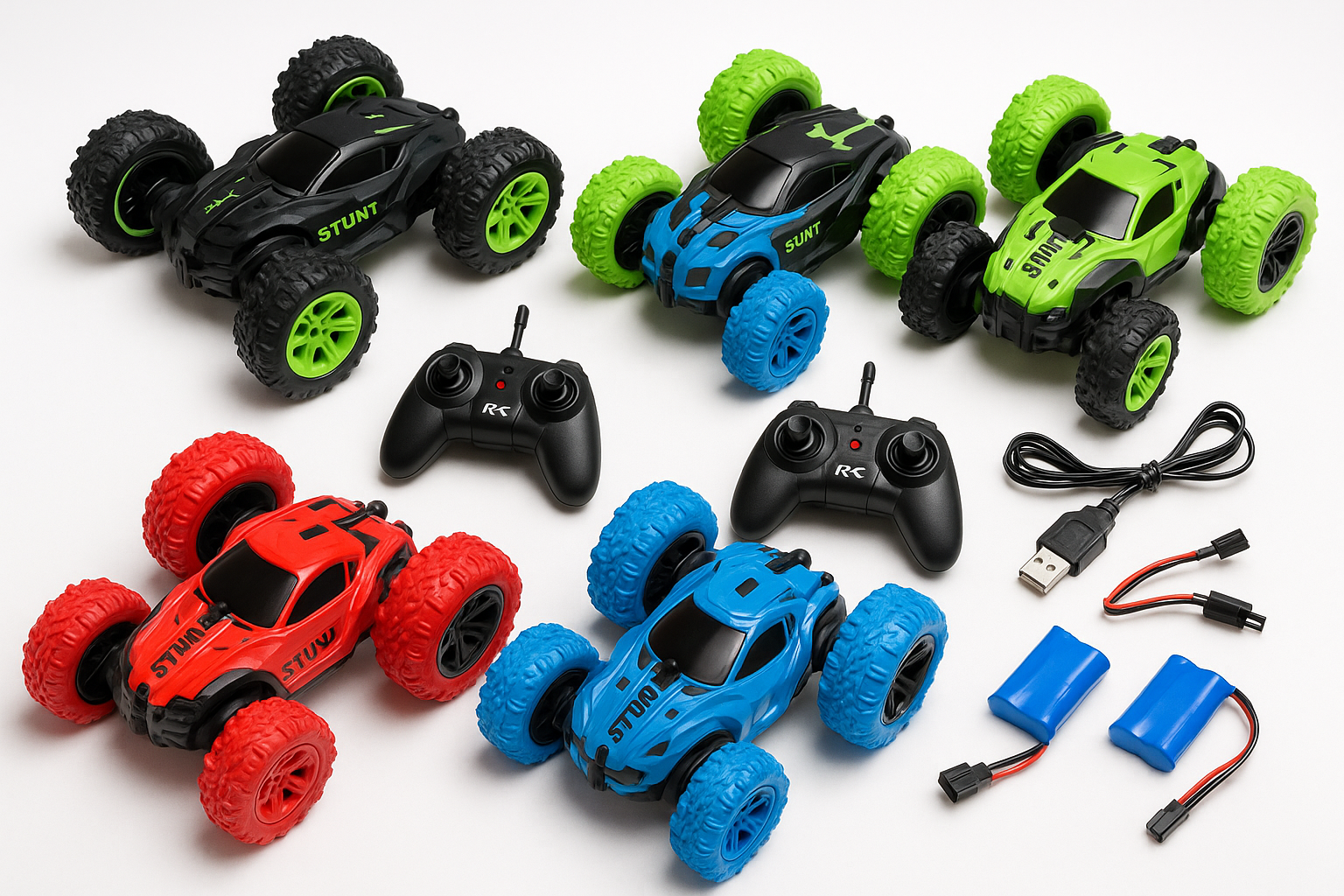 Boys' Remote Control Stunt Car Collection Display