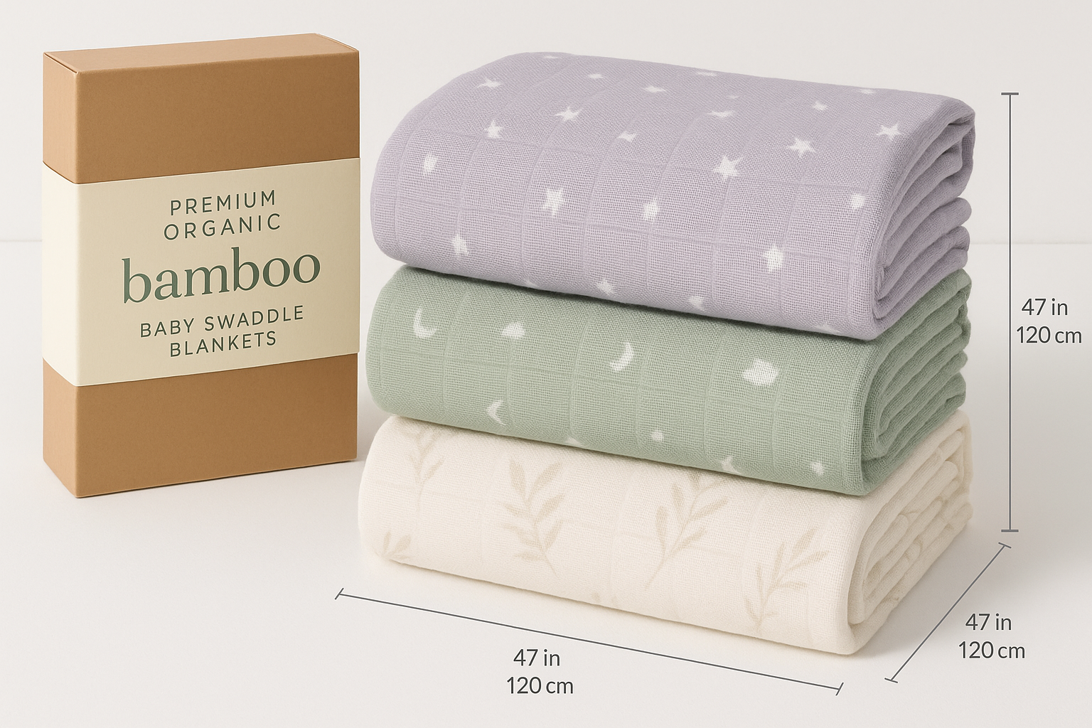 Premium Bamboo Swaddle Blanket Set - Product Photography