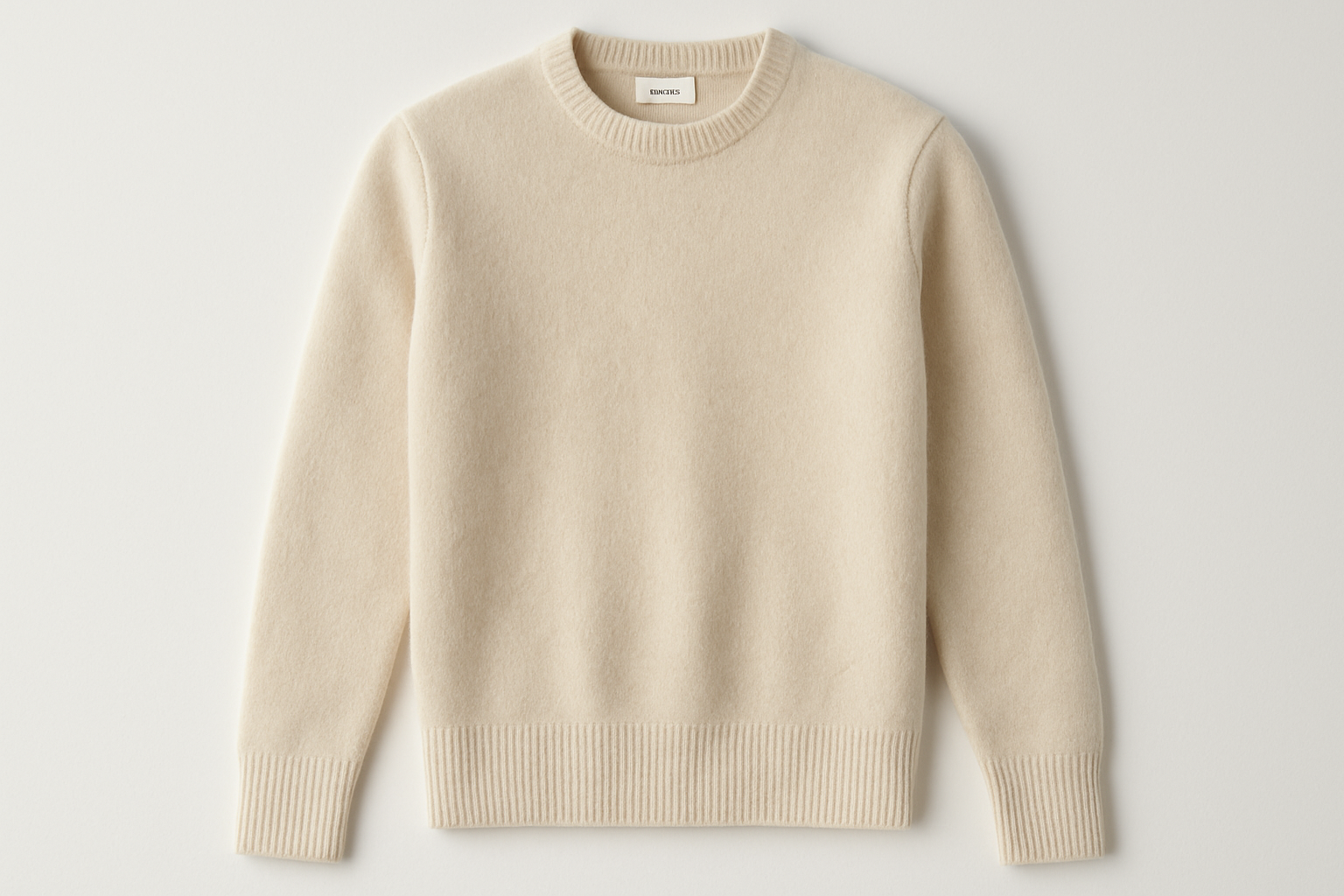 Cream Crew Neck Cashmere Sweater - Product Display